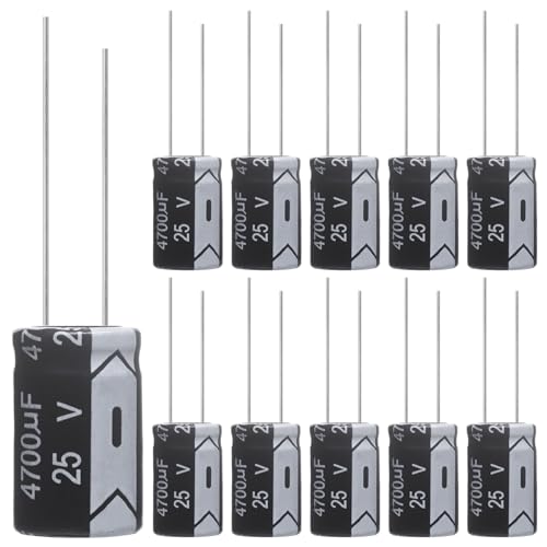ALLECIN Kondensator 4700uF 25V Elkos Kondensatoren 4700μF 25Volt Aluminium Elektrolytkondensator 16x25MM Electrolytic Capacitors 4700 uF MFD 105°C (Packung mit 10 Stück) von ALLECIN