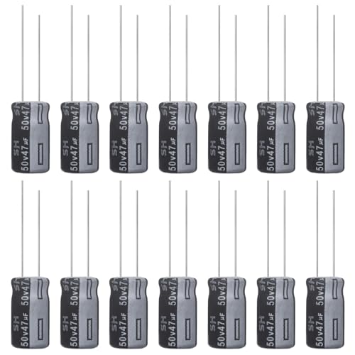 ALLECIN Kondensator 47uF 50V Elkos Kondensatoren 47μF 50Volt Aluminium Elektrolytkondensator 6x12MM Electrolytic Capacitors 47 uF MFD 105°C (Packung mit 15 Stück) von ALLECIN