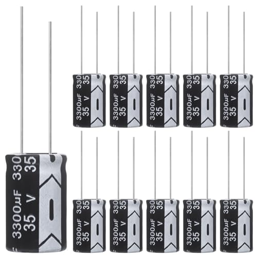 ALLECIN Kondensatoren 3300uF 35V Elkos Kondensator 3300μF 35Volt Aluminium Elektrolytkondensator 16x31MM Electrolytic Capacitors 3300 uF MFD 105°C (Packung mit 10 Stück) von ALLECIN