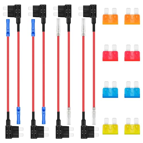 ALLECIN Standard Stromdieb KFZ Sicherung Adapter Flachsicherungsadapter Piggyback 12V Stecksicherung Verteiler Add A Circuit Sicherungsadapter mit Autosicherungen 5A 10A 15A 20A für Auto (8 Stück) von ALLECIN