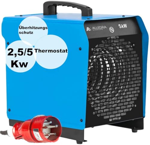 ALLEGRA Heizlüfter Bau 5Kw Elektroheizer Heizgerät Bauheizer Heizgebläse Elektrisch Heizstrahler Starkstrom mit Thermostat von ALLEGRA