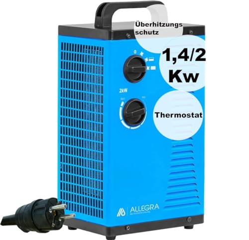 ALLEGRA Heizstrahler Heizlüfter 2Kw 2000 Watt Zeltheizung energiesparend Radiator Elektroheizung Elektroheizer Bauheizer Elektrisch Heizung H22 mit Thermostat von ALLEGRA