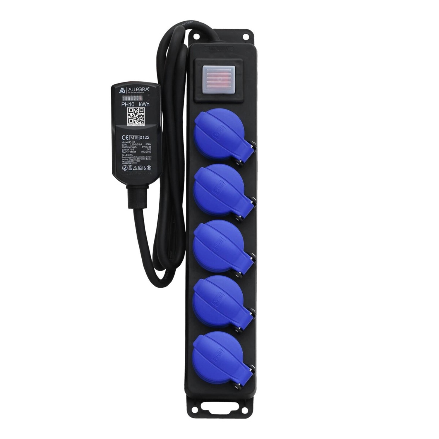 ALLEGRA MID Stromzähler PH10 mit 5 Fach Profi Verteilersteckdosenleiste ALLEGRA MID Stromzähler PH10 mit 5 Fach Profi Verteilersteckdosenleiste von ALLEGRA