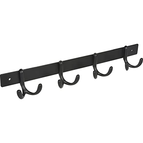 ALLES IM GRIFF Garderobenleiste mit 4 zweifach Kleiderhaken Aisa, Breite 345mm - Wandhaken zum Schrauben - Garderobenhaken, Stahl schwarz matt ALLES IM GRIFF Garderobenleiste mit 4 zweifach Kleiderhaken Aisa, Breite 345mm - Wandhaken zum Schrauben - Garderobenhaken, Stahl schwarz matt von ALLES IM GRIFF