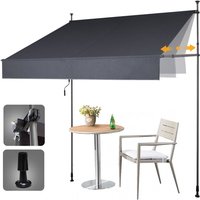 Klemmmarkise Markise Balkon ohne Bohren, 150cm x (120-150) cm Anthrazit, Upgrade Patent mit Verlängerten Einziehbaren Seitenstangen, UV-beständig von ALLESIN