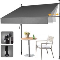 Allesin - Klemmmarkise Markise Balkon ohne Bohren, 150cm x (120-150) cm Grau, Upgrade Patent mit Verlängerten Einziehbaren Seitenstangen, von ALLESIN