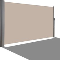 Allesin - Seitenmarkise ausziehbar, Sichtschutz Sonnenschutz Markise, Windschutz Wasserdicht Seitenzugmarkise, 200 x 350+20 cm Khaki, Seitenrollo für von ALLESIN