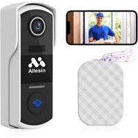 Video Türklingel mit Kamera wlan, 1080P hd Video Doorbell kabellos mit Chime Nachtsicht, 2-Wege-Audio, 150° Blickwinkel, sd & Cloud-Speicher, von ALLESIN