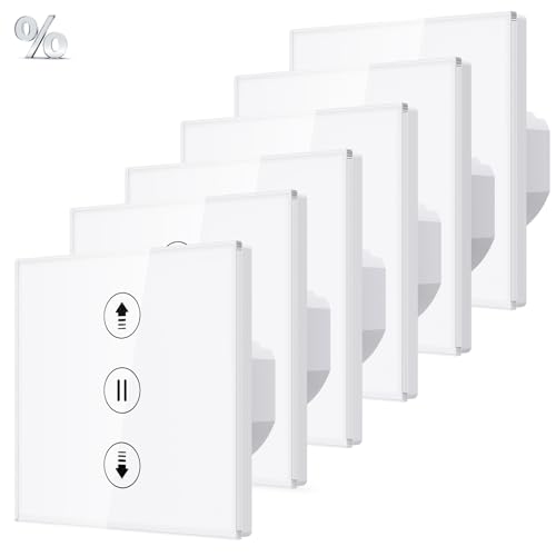 6 Stücke Allevoi Wlan Rolladenschalter mit Prozentfunktion, Smart Jalousieschalter, Kompatibel mit Alexa/Google Home/Smart Life, Jalousien Rolladensteuerung Benötigt Nullleiter von ALLEVOI