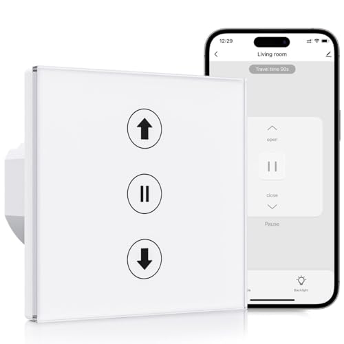 ALLEVOI Smart Rolladenschalter, Wlan Rolladen Zeitschaltuhr, Kompatibel mit Alexa/Google Home/Smart Life, Wifi Jalousien Rolladensteuerung Benötigt Nullleiter von ALLEVOI