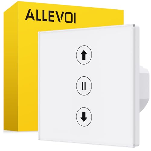 ALLEVOI Smart Rolladenschalter, Wlan Rolladen Zeitschaltuhr funktioniert mit Alexa/Google Home/Smart Life, Wifi Jalousien Rolladensteuerung mit steuerbarer LED Benötigt Nullleiter von ALLEVOI