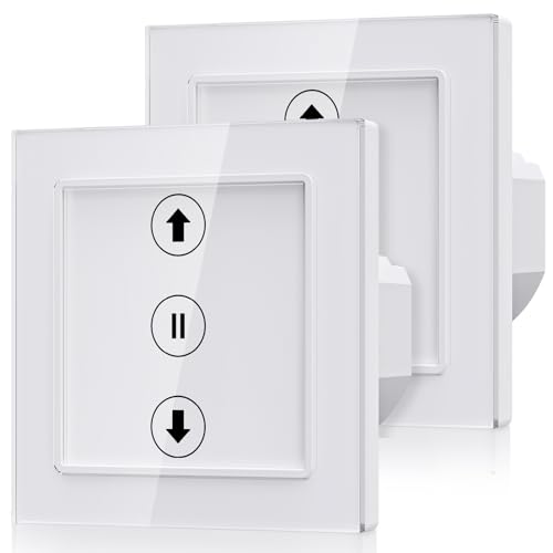 ALLEVOI Smart Rolladenschalter, Wlan Jalousie Schalter mit schaltbaren LEDs, Kompatibel mit Amazon Alexa/Google Assistant, Neutralleiter erforderlich 80x80 mm von ALLEVOI