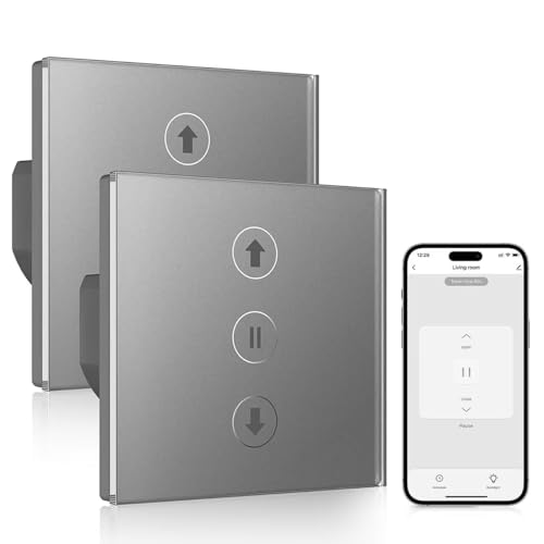 Smart Rolladenschalter, Wlan Rolladen Zeitschaltuhr, Kompatibel mit Alexa/Google Home/Smart Life, Wifi Jalousien Rolladensteuerung Benötigt Nullleiter von ALLEVOI