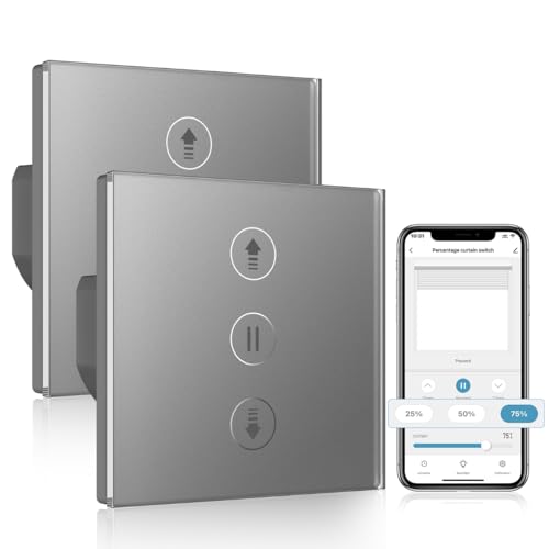 Wlan Rolladenschalter mit Prozentfunktion, Smart Rolladen Zeitschaltuhr Sprachsteuerung, Kompatibel mit Alexa/Google Home/Smart Life, Jalousien Rolladensteuerung Benötigt Nullleiter von ALLEVOI