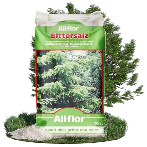 Allflor Bittersalz mit 16% Magnesium I 10 x 10 Kg I Bittersalz gegen Braunfärbung an Nadelbäumen und Hecken I Salzdünger für Blattgrünbildung I Zur Blatt- und Bodendüngung von ALLFLOR