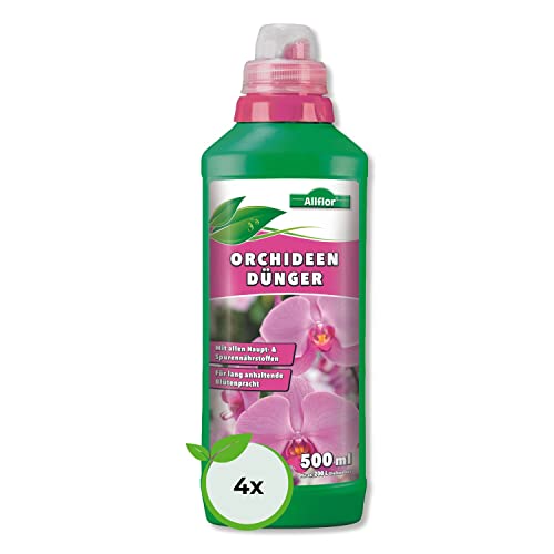 Allflor Orchideendünger 4x500 ml I Sehr ergiebiger Langzeitdünger I Dünger fördert langanhaltende Blütenpracht bei Orchideen I Flüssigdünger mit idealer Nährstoffkombination | Blumendünger flüssig von ALLFLOR