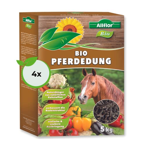 Allflor Pferdedung gekörnt 4 x 5 Kg in Faltschachtel I Pferdemist als Dünger I rein biologisch-organischer Universaldünger I Pferdedünger I Für alle Garten-, Obst- & Gemüsepflanzen von ALLFLOR