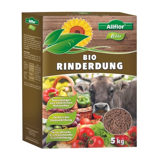 Allflor Rinderdung gekörnt - 1 x 5 Kg - Rinderdungpellets in der Faltschachtel - Wirtschaftsdünger von Rindern - Biologischer Gartendünger - Rindermist - Fördert die Humusbildung Allflor Rinderdung gekörnt - 1 x 5 Kg - Rinderdungpellets in der Faltschachtel - Wirtschaftsdünger von Rindern - Biologischer Gartendünger - Rindermist - Fördert die Humusbildung von ALLFLOR