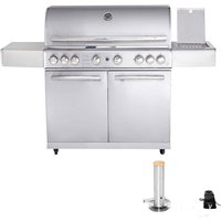 Allgrill Top-Line Modular chef xl Gasgrill 6 Brenner/Seitenkocher/Backburner Grill mit Ablage/Smokesystem von ALL GRILL