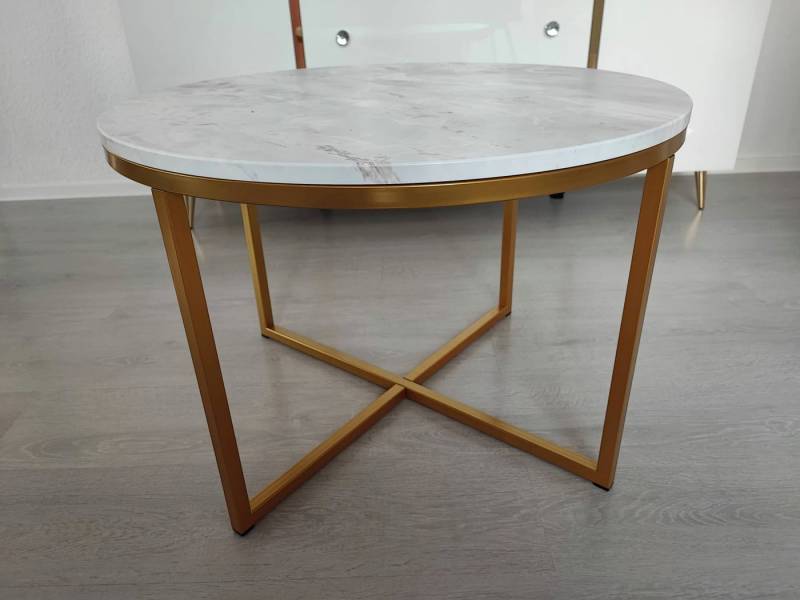 ALLHOUSE24 Couchtisch BUENO X Runder Sofatisch ⌀70 Metallgestell GOLD matt BERLIN von ALLHOUSE24