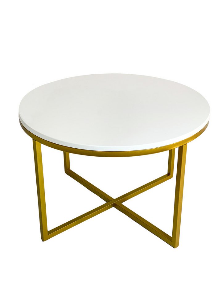 ALLHOUSE24 Couchtisch BUENO X Runder Sofatisch ⌀70 Metallgestell GOLD matt BERLIN von ALLHOUSE24