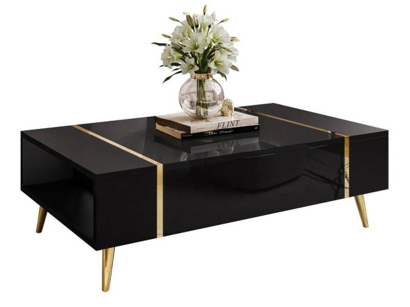 ALLHOUSE24 Couchtisch DIAMANT GOLD Sofatisch Hochglanz, Stauraum, goldene Beine, in 3 Farben, Breite 104 cm von ALLHOUSE24