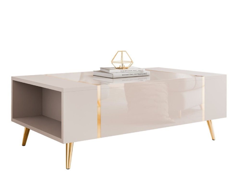 ALLHOUSE24 Couchtisch DIAMANT GOLD Sofatisch Hochglanz, Stauraum, goldene Beine, in 3 Farben, Breite 104 cm von ALLHOUSE24