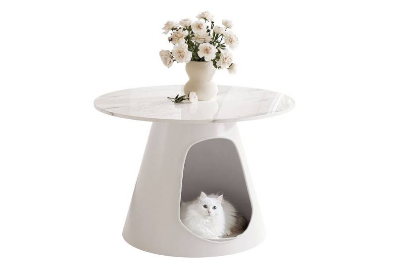 ALLHOUSE24 Couchtisch PETIE mit Liegeplatz für das Haustier Kafeetisch weiß Marmor-Look, Tischplatte Ø 60 cm ALLHOUSE24 Couchtisch PETIE mit Liegeplatz für das Haustier Kafeetisch weiß Marmor-Look, Tischplatte Ø 60 cm von ALLHOUSE24