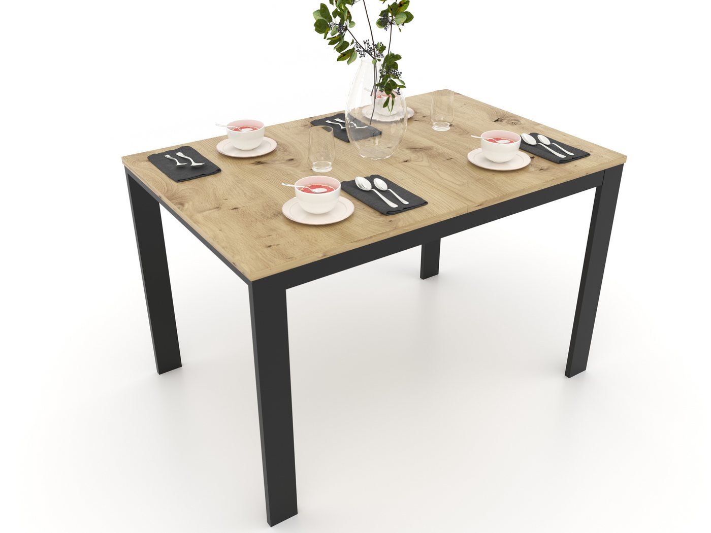 ALLHOUSE24 Esstisch ARTISAN EICHE LOFT 125-292 cm Ausziehbarer Tisch schwarz METALL, Breite 125 cm bis zu 292 cm ALLHOUSE24 Esstisch ARTISAN EICHE LOFT 125-292 cm Ausziehbarer Tisch schwarz METALL, Breite 125 cm bis zu 292 cm von ALLHOUSE24