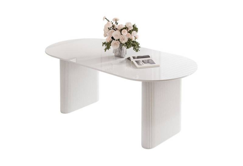 ALLHOUSE24 Esstisch IVO ovale Tischplatte 180 x 90 Hochglanz mit geriffelten Tischbeinen (1 Tisch), 180 x 90 x 75 cm von ALLHOUSE24
