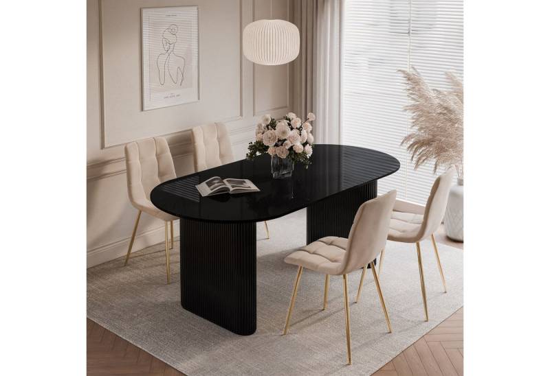 ALLHOUSE24 Esszimmer-Set IVO: Tisch mit 4 Stühlen Esstisch ovale Tischplatte: 180 x 90, 1x Tisch mit 4 Stühlen von ALLHOUSE24