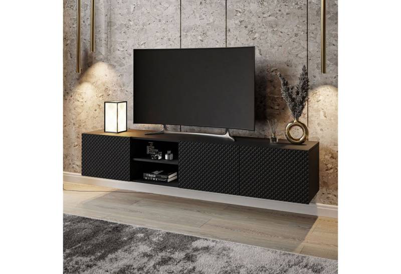 ALLHOUSE24 Hängeschrank PALERMO 195 cm Breite TV Lowboard TV Schrank Fronten in 3D-Technik Breite 195 cm von ALLHOUSE24