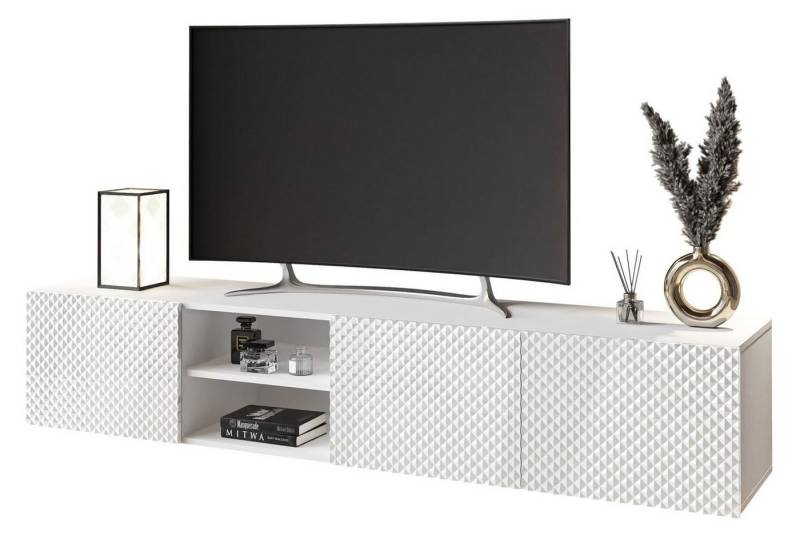 ALLHOUSE24 Hängeschrank PALERMO 195 cm Breite TV Lowboard TV Schrank Fronten in 3D-Technik Breite 195 cm von ALLHOUSE24