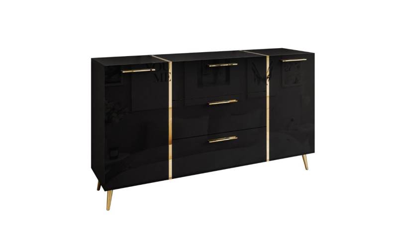 ALLHOUSE24 Kommode DIAMANT 158 cm Breite Hochglanz GOLD Sideboard Möbel BERLIN von ALLHOUSE24