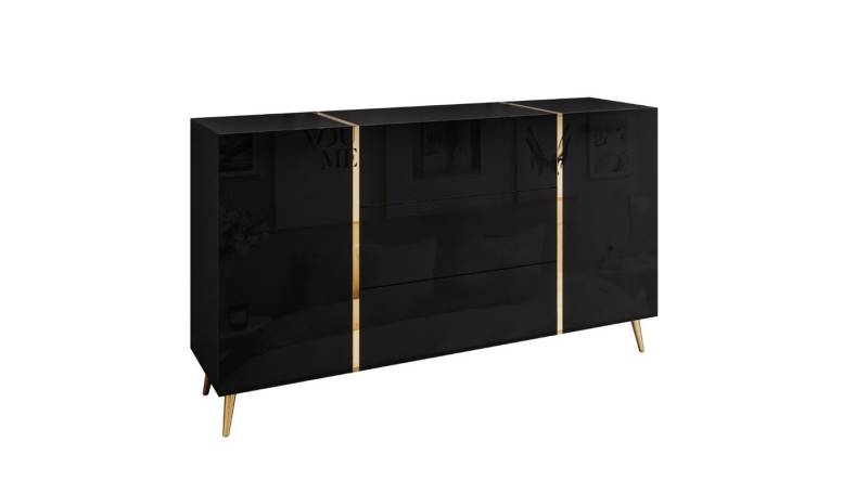 ALLHOUSE24 Kommode DIAMANT 158 cm Breite Hochglanz GOLD Sideboard Möbel BERLIN von ALLHOUSE24