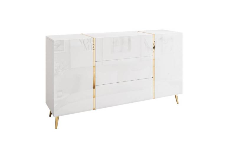 ALLHOUSE24 Kommode DIAMANT 158 cm Breite Hochglanz GOLD Sideboard Möbel BERLIN von ALLHOUSE24
