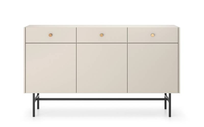 ALLHOUSE24 Kommode Dreitürige Kommode ART 155 CM Breite Metall Füße SIDEBOARD, Breite 155 cm von ALLHOUSE24