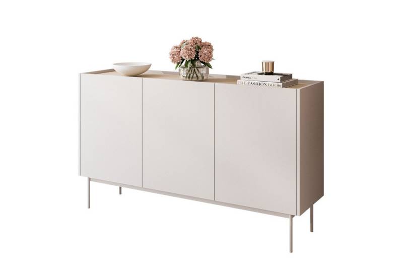 ALLHOUSE24 Kommode Dreitürige Kommode LINEA 144 cm Breite Eiche Linea Sideboard, Breite 144 cm von ALLHOUSE24