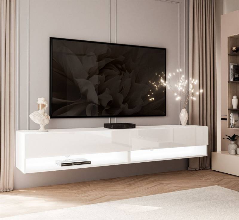 ALLHOUSE24 Lowboard ALISSE 180 cm Breite Hängeschrank TV Schrank LED Beleuchtung von ALLHOUSE24