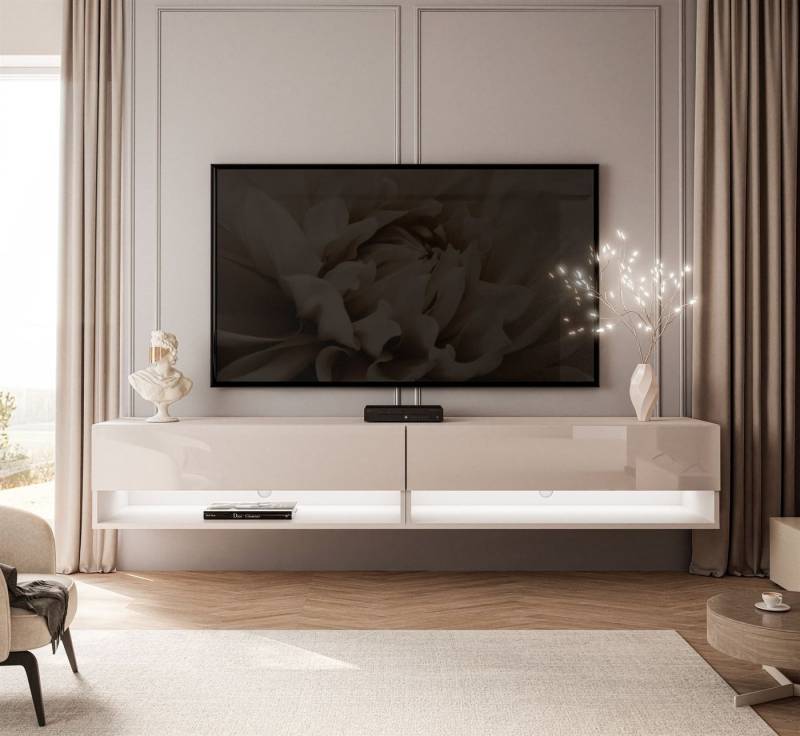 ALLHOUSE24 Lowboard ALISSE 180 cm Breite Hängeschrank TV Schrank LED Beleuchtung von ALLHOUSE24