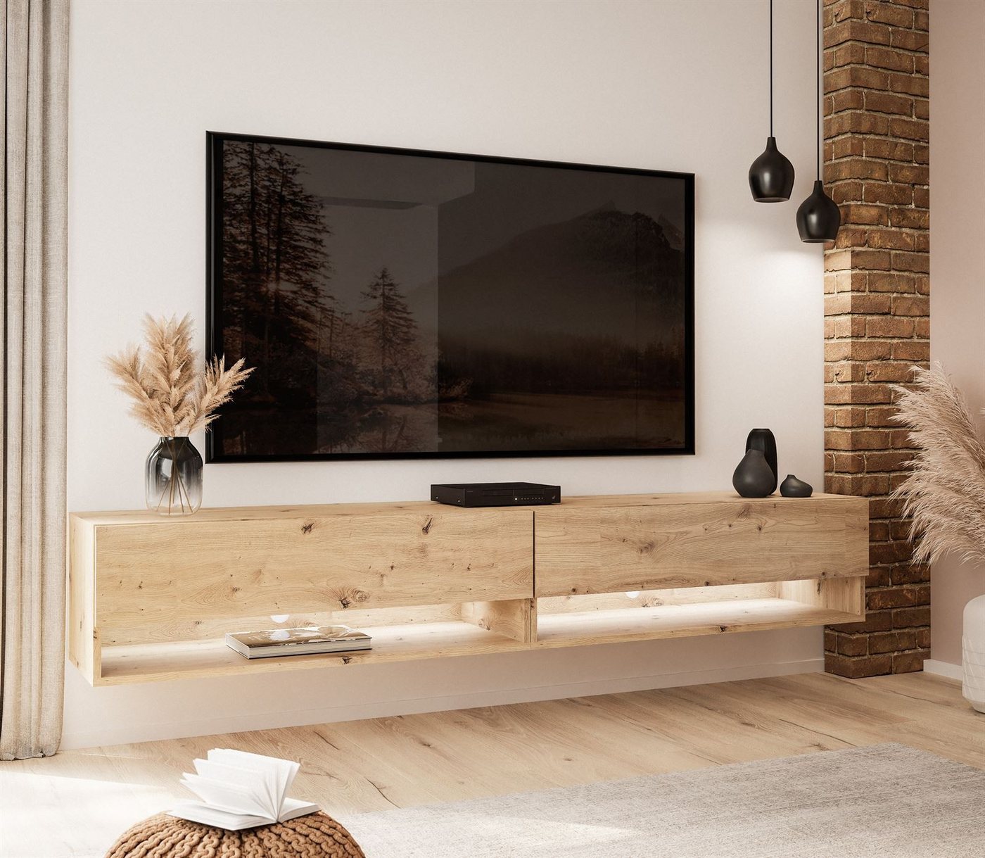 ALLHOUSE24 Lowboard ALISSE 180 cm Breite hängender TV Schrank LOFT Artisan Eiche ALLHOUSE24 Lowboard ALISSE 180 cm Breite hängender TV Schrank LOFT Artisan Eiche von ALLHOUSE24