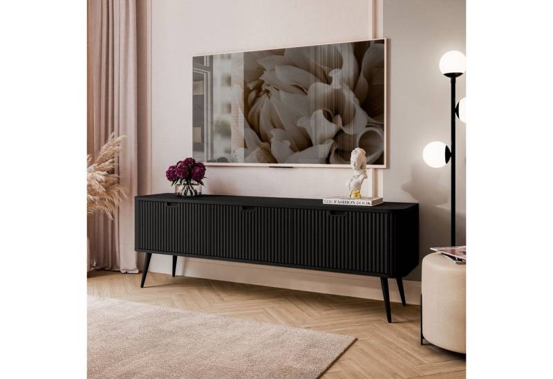ALLHOUSE24 Lowboard CAREEN 168 cm Geriffelte Fronten TV Schrank Metallfüße Unterschrank, Breite 168 cm von ALLHOUSE24