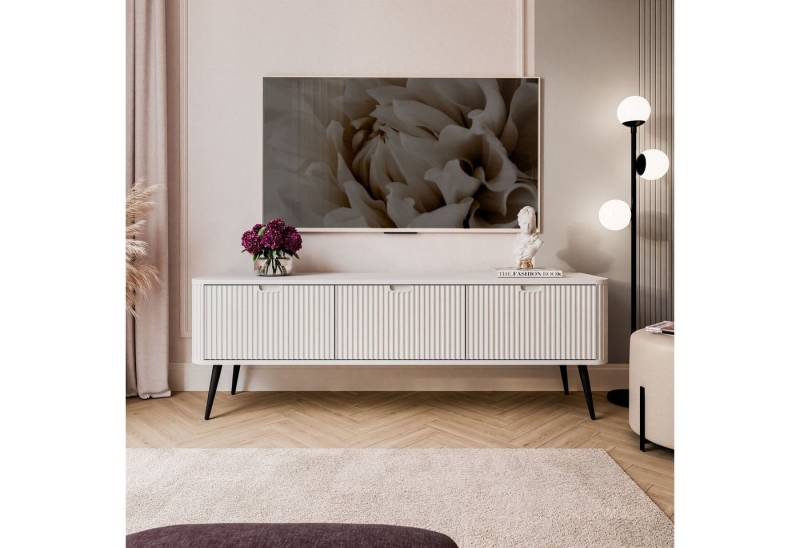 ALLHOUSE24 Lowboard CAREEN 168 cm Geriffelte Fronten TV Schrank Metallfüße Unterschrank, Breite 168 cm von ALLHOUSE24