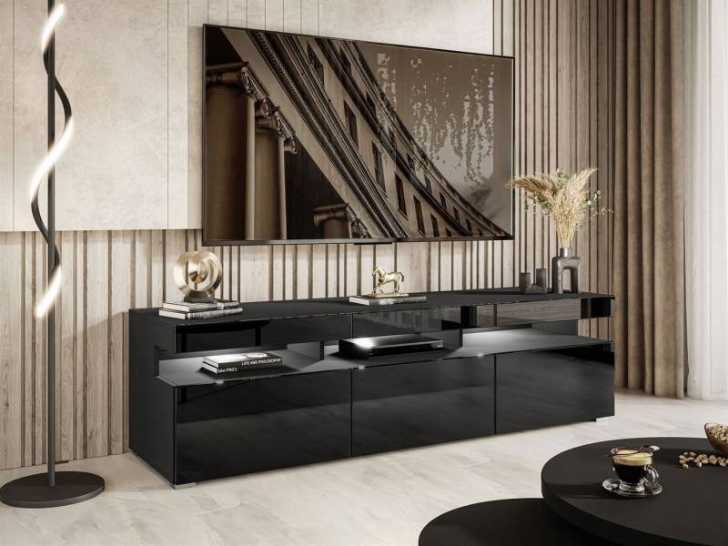 ALLHOUSE24 Lowboard MILANO 180 cm Breite TV Schrank Hochglanz Unterschrank BERLIN von ALLHOUSE24