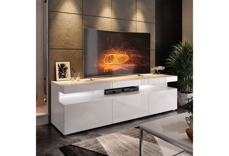 ALLHOUSE24 Lowboard MILANO 180 cm Breite TV Schrank Hochglanz Unterschrank BERLIN von ALLHOUSE24