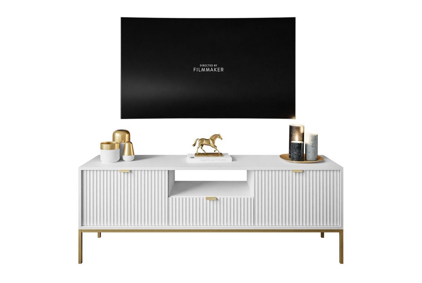 ALLHOUSE24 Lowboard SINTINO GOLD 154 cm Breite Unterschrank geriffelte Fronten BERLIN ALLHOUSE24 Lowboard SINTINO GOLD 154 cm Breite Unterschrank geriffelte Fronten BERLIN von ALLHOUSE24