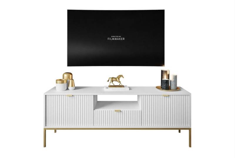 ALLHOUSE24 Lowboard SINTINO GOLD 154 cm Breite Unterschrank geriffelte Fronten BERLIN von ALLHOUSE24