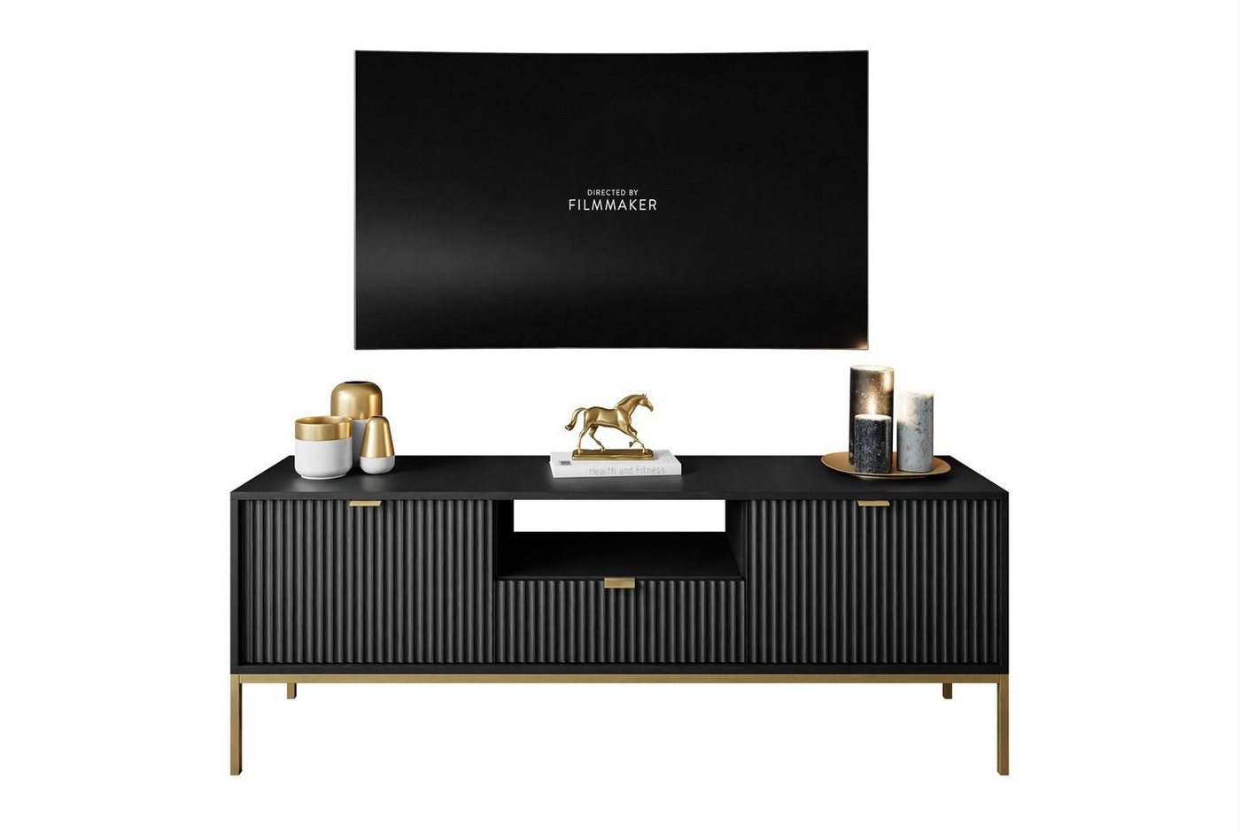 ALLHOUSE24 Lowboard SINTINO GOLD 154 cm Breite Unterschrank geriffelte Fronten BERLIN ALLHOUSE24 Lowboard SINTINO GOLD 154 cm Breite Unterschrank geriffelte Fronten BERLIN von ALLHOUSE24