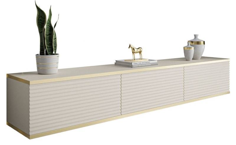 ALLHOUSE24 Lowboard hängender TV Schrank RIVERA 175 Breite geriffelte Fronten BERLIN von ALLHOUSE24