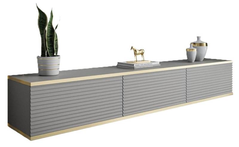 ALLHOUSE24 Lowboard hängender TV Schrank RIVERA 175 Breite geriffelte Fronten BERLIN von ALLHOUSE24